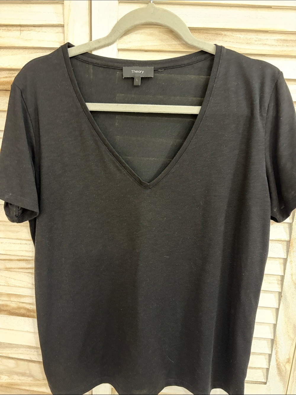 Theory Black V-Neck Short Sleeve Tee